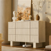 Fluted 6 Drawer Dressers for Bedroom, 47" Wide Modern Chest of Drawers with Wooden Handle