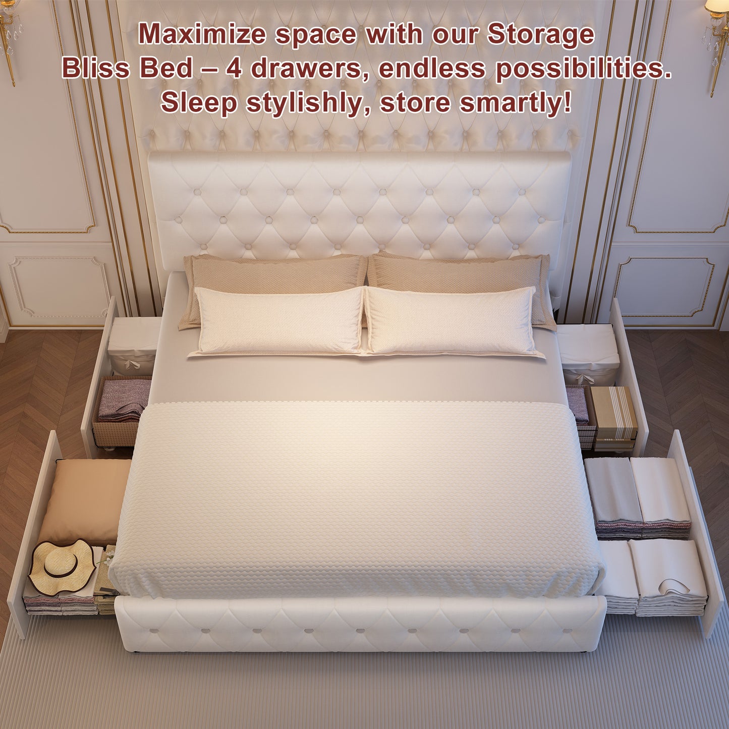 Timeless Storage Bed Frame with Sleek Drawers