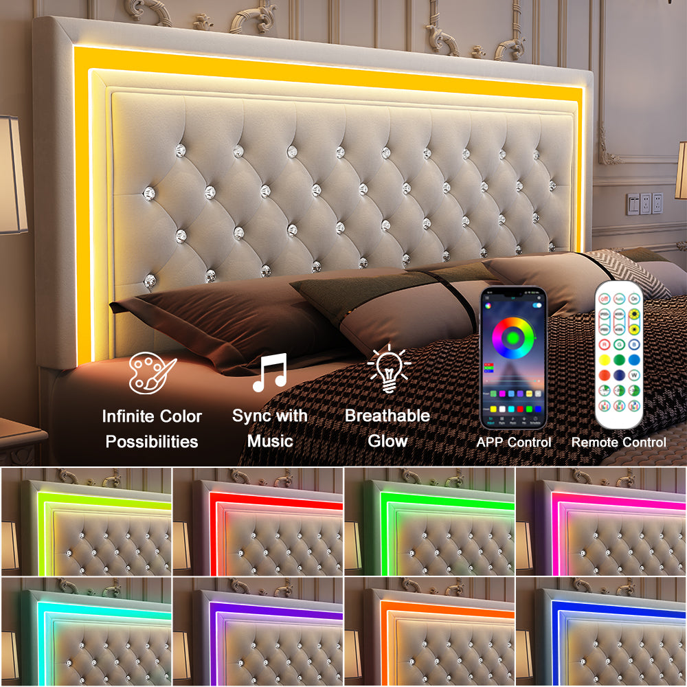 Crystal Button LED Bed Frame