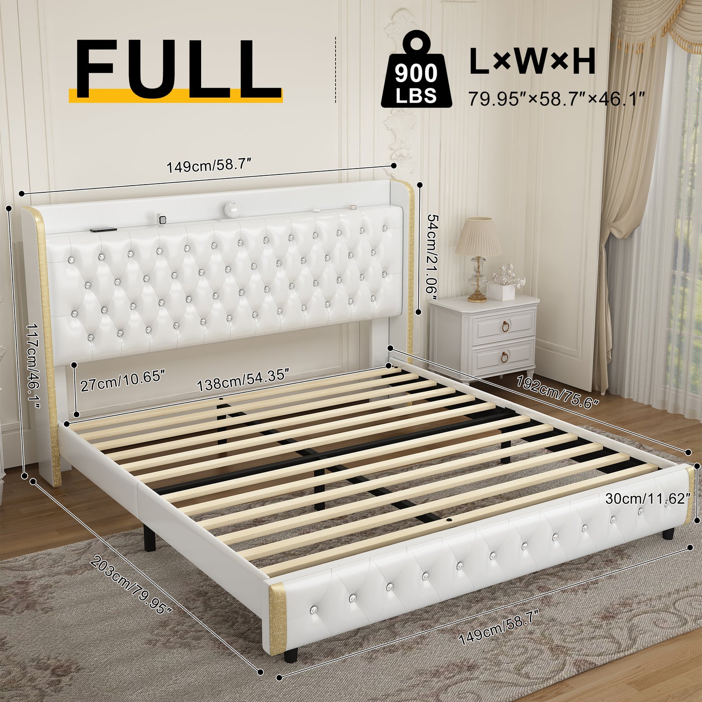 Music Galaxy Light Bed Frame with Side Panels, No Drawers