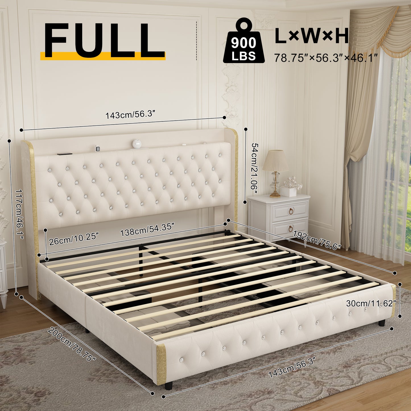 Music Galaxy Light Bed Frame with Side Panels and Drawers