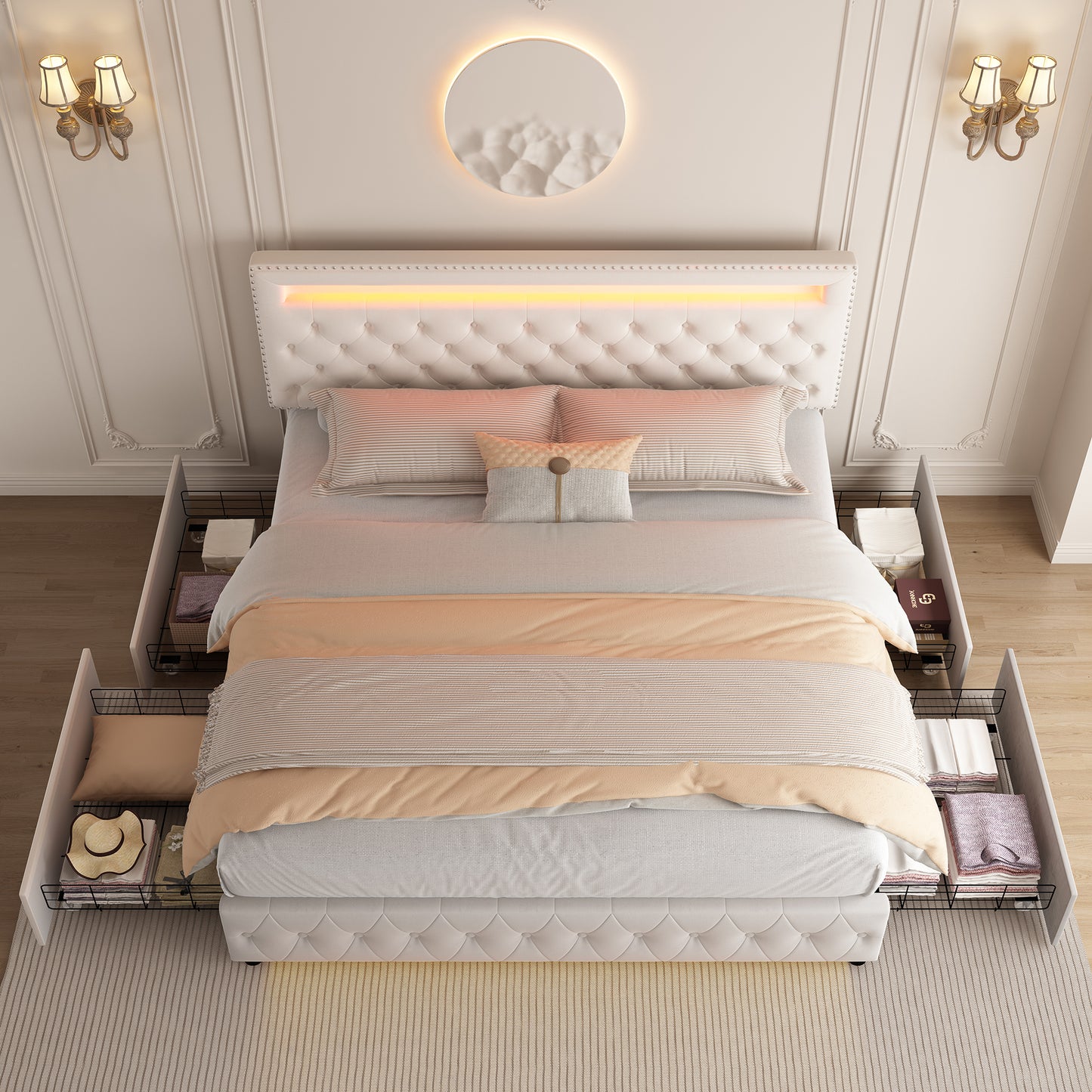 Ambient Glow Recessed LED Bed Frame